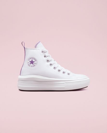 Zapatos Plataforma Converse Chuck Taylor All Star Move Altas Niña Blancas Moradas Blancas | PE 25WPE7